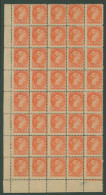 1876-88 3c Orange Red Lower Left Corner Marginal M Block Of Forty With Full O.g, Apart From Some Hinges Added To Prevent - Other & Unclassified