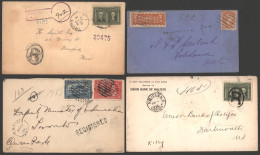 REGISTERED MAIL 1878 Envelope Bearing 2c Registration Stamp & 3c SQ Plus 1908 Trio Of Covers To The USA & Internally Wit - Otros & Sin Clasificación