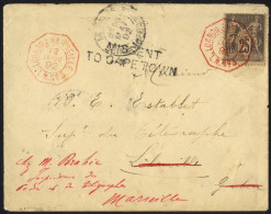 1892 (12 Jan) Envelope To Libreville, Gabon, Bearing France Peace & Commerce 25c, Cancelled With A Fine Strike Of The 'L - Autres & Non Classés