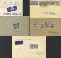 1905-44 Covers (4) 1905 Larnaca (squared Circle) Tying 2pi To USA, 1932 First Flight Cover Limassol - UK, 1932 First Fli - Other & Unclassified