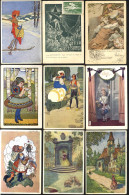 Postcards C1910-20's Mostly Attractive Coloured 'art' Cards With Many 'folk' Or Historic Subjects, Easter, Xmas, 1926 So - Andere & Zonder Classificatie