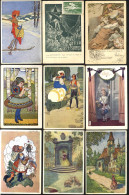 Postcards C1910-20's Mostly Attractive Coloured 'art' Cards With Many 'folk' Or Historic Subjects, Easter, Xmas, 1926 So - Sonstige & Ohne Zuordnung