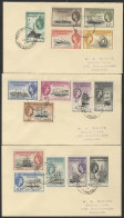 1954 Pictorial Defin Set Of 15, VFU On Three Covers To England, SG.G26/G40, Cat. £140 Off Cover. - Other & Unclassified