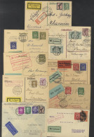 1924-27 Flown Covers/cards (6) With Various 'Mit Luftpost' + Air 5pf (4) To Switzerland, 1927 5pf Stationery Card + 1m A - Other & Unclassified