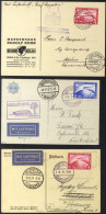 1931 Trio Of Postcards With Zeppelin 1m (2) Or 2m Stamps Incl. 'Ostseejahr' Item To Denmark, The Others With 'on Board'  - Other & Unclassified