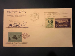 Local Post Anchorage Alaska - First Run Kiwanis Steam Railroad Cover 1967 - Timbre Local 2c Centennial Railroad - Storia Postale