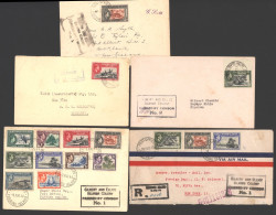 WWII Five Covers With Various Frankings, Postal Markings And Censorship Cachets Incl. 1945 Cover From Canton Island To F - Sonstige & Ohne Zuordnung