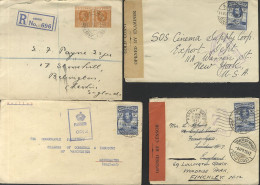 1928 Crested Crown Colony Envelope + P.O Wax Seal Reg Accra To UK, Franked 2½d (pair) SG.90, 1942 Covers (3) Ex Axim, Ac - Sonstige & Ohne Zuordnung