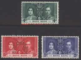 1937 Coronation Set Perf SPECIMEN, UM, SG.137s/9s. (3) Cat. £350 - Otros & Sin Clasificación