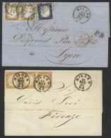 1862 (Aug 28th) EL From Milan To Lyon, Franked 10c (2), 1863 (Nov 24th) EL From Milan To Fisenge Franked 10c Bistre, A S - Autres & Non Classés