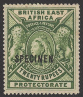 BRITISH EAST AFRICA 1897-1903 CCC 20r Pale Green Optd SPECIMEN, Large Part O.g, SG.98s. (1) Cat. £180 - Autres & Non Classés