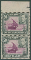 1938 50c Purple & Black Top Marginal Vertical Pair Incl. 'rope Not Joined To Sail' Variety, UM - Gum Toned, SG.144/144a. - Other & Unclassified