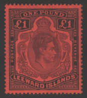1938 £1 Purple & Black On Carmine, M (small Hinge Remainder) With The Scarce 'gash In Chin' Variety, SG.114af, Cat £2250 - Autres & Non Classés