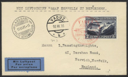 1931 2f Zeppelin On Vaduz To Lausanne 10/6/31 Flight, Tied Commem Cachet In Red With Departure & Arrival Strikes, Addres - Other & Unclassified