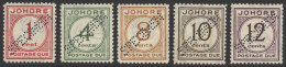 JOHORE 1938 Postage Due Set Perf SPECIMEN, M (gum Tones), SG.D1s/5s. (5) Cat. £180 - Sonstige & Ohne Zuordnung