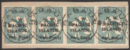1918 NW Pacific Islands 1d On 1s Green In Horizontal Strip Of Four On Piece With Fine 'Rabaul' C.d.s. Attractive & Scarc - Sonstige & Ohne Zuordnung