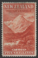 1898 Mount Cook No Wmk 5s Vermilion, UM, A Lovely Example, SG.259, Cat £325+ - Other & Unclassified