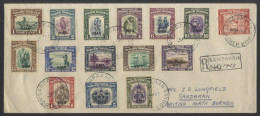 1945 Envelope Reg 'SANDAKAN' Franked With The 1945 'BMA' Opt Set Of 15 Vals, All Tied 'Sandakan' C.d.s's, SG.320/34. - Other & Unclassified