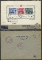 1948 Roosevelt M/Sheet Optd GROSZY On An Airmail Reg Cover To Chicago, USA, Cancelled & Tied By Sosnowiec C.d.s.'s For 2 - Altri & Non Classificati