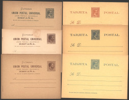 1885 3c Alfonso (2 Diff), 1890-96 2c-3c Different Postal Stationery Cards, Fine Unused. (6) - Autres & Non Classés