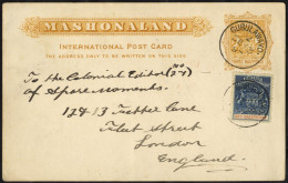 1894 (13 Dec) Mashonaland 1½d Card To London, Uprated With 1892 ½d, Both Cancelled By 'GUBULAWAYO' C.d.s. Showing Code ' - Sonstige & Ohne Zuordnung