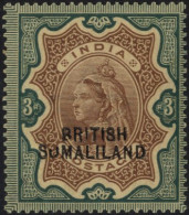 1903 3r Brown & Green, M (toned Gum) Showing The 'SUMALILAND' Variety, SG.23c, Cat. £950 (1) - Other & Unclassified