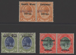 1923-26 1s, 10s & £1 Pairs H/stamped SPECIMEN M, SG.39s/40s, Cat. £550 (6) - Other & Unclassified