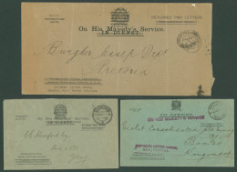 1900-04 Official Envelopes From The Returned Letter Office Pretoria (6) - Five 'ONDIENST' Types H/stamped For Use By The - Other & Unclassified