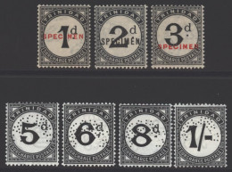 1923-45 Postage Dues Ovptd SPECIMEN 1d To 1s (7 From Set Of 8 Excl. 4d Vals) M, SG.D18s/S25s, Cat. £170 (7) - Sonstige & Ohne Zuordnung