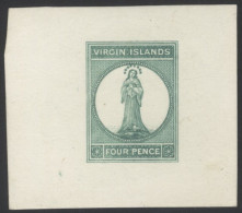 1867-70 4d Engraved Die Proof In Green On Card (52 X 45mm), Fine & Very Scarce In This Large Format, SG.15. - Other & Unclassified