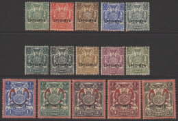 1904 Set Optd SPECIMEN, Either Unused Or Part O.g, Toned, SG.210s/24s, Scarce, Cat. £250 (15) - Other & Unclassified