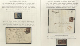 1840-41 PENNY POST HAND STAMPS Unusual Group Of Four Incl. An 1840 2d, Two Covers Bearing 1d Red-browns 'black Plates' A - Autres & Non Classés