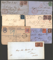 MISCELLANY 1842-92 Covers (7) Incl. 1860 EL From London 'per British Packet Via Cork' Franked 1856 6d Pair With '5/CENTS - Other & Unclassified