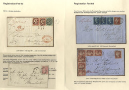 LINE ENGRAVED & SURFACE PRINTED FRANKED REGISTERED MAIL Range With 4th Dec 1849 EL To Nottingham, Franked 1d Red, Tied B - Other & Unclassified