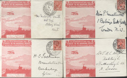 Scarlet Envelopes: Group Of Four With Message Sheets To Various UK Addresses, The KGV 1d Stamps Cancelled By Clear Strik - Other & Unclassified