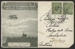 Postcard To Australia: Dark Green Card (rounded Corner, Surface Abrasion) Addressed To Woolahra, Sydney With ½d Stamps ( - Altri & Non Classificati