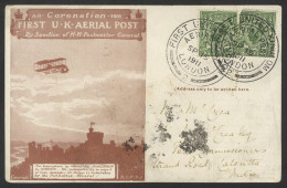 Postcard To India: Red Brown Card (central Fold, Surface Ink Mark) Addressed To Calcutta, KGV ½d Stamps (2) One Rounded  - Other & Unclassified