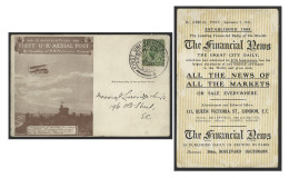 Advertisement For 'The Financial News' Red Brown Card With Vertical Format Advert On Lined Yellow Background, The ½d Sta - Altri & Non Classificati