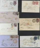 AUSTRIA 1859-74 Group Of Covers To Austria Incl. 1859 E From London To Vienna Franked With 1856 6d Pair And Single, 1868 - Autres & Non Classés