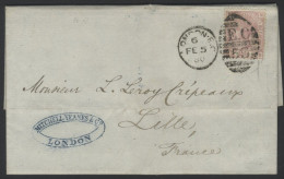 FRANCE 1880 EL To Lille, France, Franked 2½d Rosy Mauve Pl.17 (SG.141), Tied London Duplex, Reverse Bears 'Lille' Receiv - Sonstige & Ohne Zuordnung