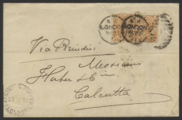 INDIA 1877 Cover To Calcutta, Franked 8d Orange (SG.156) Horizontal Pair, Tied London Duplexes, Reverse Sea P.O C.d.s 30 - Altri & Non Classificati