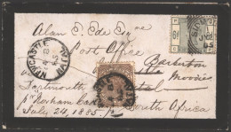 SOUTH AFRICA 1885 (23 July) Mourning Envelope From Sidmouth Via Dartmouth To Norham Castle, July 24 1885 To Newcastle, N - Other & Unclassified