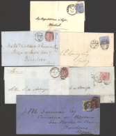 SPAIN 1876-82 2½d Covers Incl. 2½d Rosy Mauve (3) & Blue (2), All Different Plate Numbers Incl. Scarcer Pl.1 1880 Cover  - Other & Unclassified