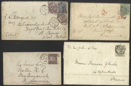 WORLD WIDE 1860 (10 Oct) Envelope From Drumsna To New York, Franked 1857 1s With H/stamp '21/CENTS' & 'PAID' In Red Stru - Altri & Non Classificati