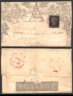 1840 One Penny Letter Sheet (Stereo Removed), Fine Used Example Sent From Coleshill To London, Uprated With A Four Margi - Autres & Non Classés