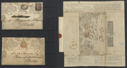 Small U Group Of Covers (3) Comprising 1d Letter Sheet (A255) To Derby Cancelled With Deep Red Salisbury MC, FE.2.1841 D - Other & Unclassified