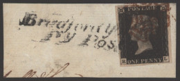 Plate 8 RL, Large Margined Example On Piece Cancelled By A Brownish Red MC And Alongside 'Bradford Yorks/Penny Post' In  - Autres & Non Classés