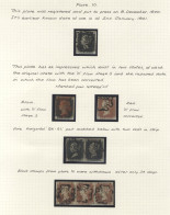 Plate 10 - Fine Group Of Eight Adhesives Containing A Single 1d Black MC (QC), A Matched Pair (CJ) 1d Black Cancelled By - Other & Unclassified