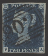 Plate 1 PA, Four Margin Example, Cancelled By Witney '902' Numeral (horizontal Crease), SG.5, Spec.DS5xc. (1) Cat. £2000 - Other & Unclassified