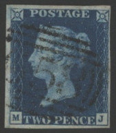 Plate 2 MJ, Four Margin Example Cancelled By A Royston '658' Numeral, SG.5, Spec.DS8xc. (1) Cat. £2000 - Altri & Non Classificati